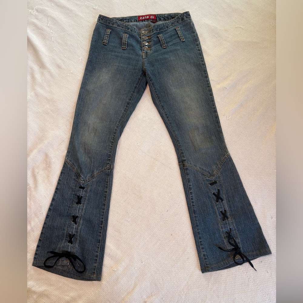 Y2K Zana Di Denim Flared Jeans with Lace-Up Detail